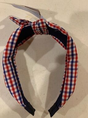 Kids Red, White & Blue Gingham Knot Headband